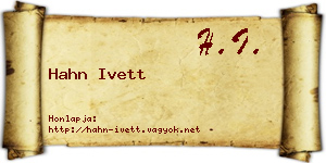Hahn Ivett névjegykártya